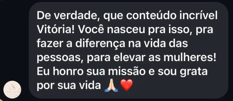 Print do depoimento de Vitória