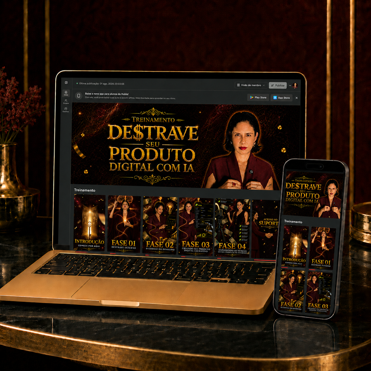 Mockup do produto DE$TRAVE SEU PRODUTO
DIGITAL COM IA